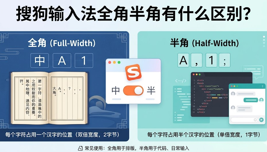 搜狗输入法全角半角有什么区别