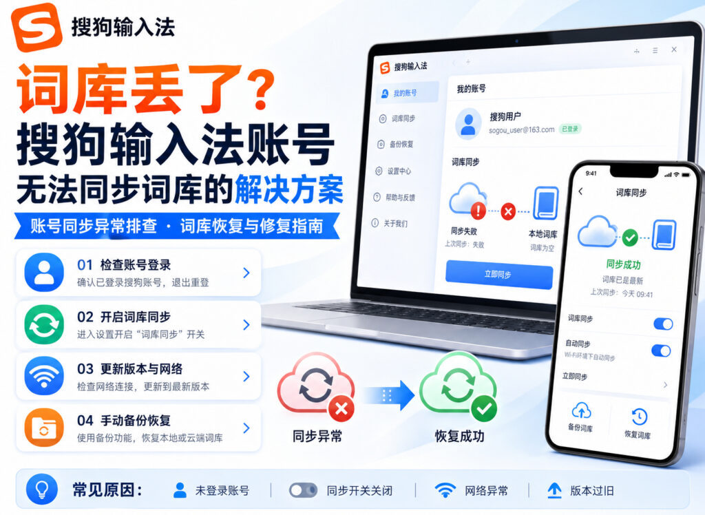 搜狗输入法账号无法同步