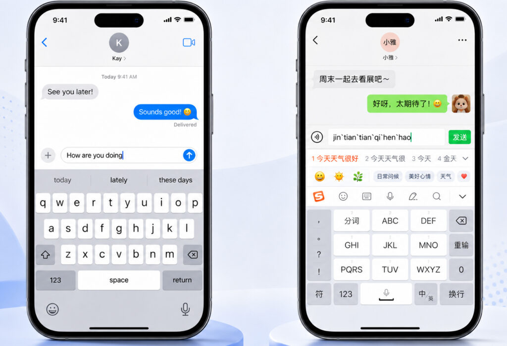 iPhone原生键盘 vs 搜狗输入法键盘