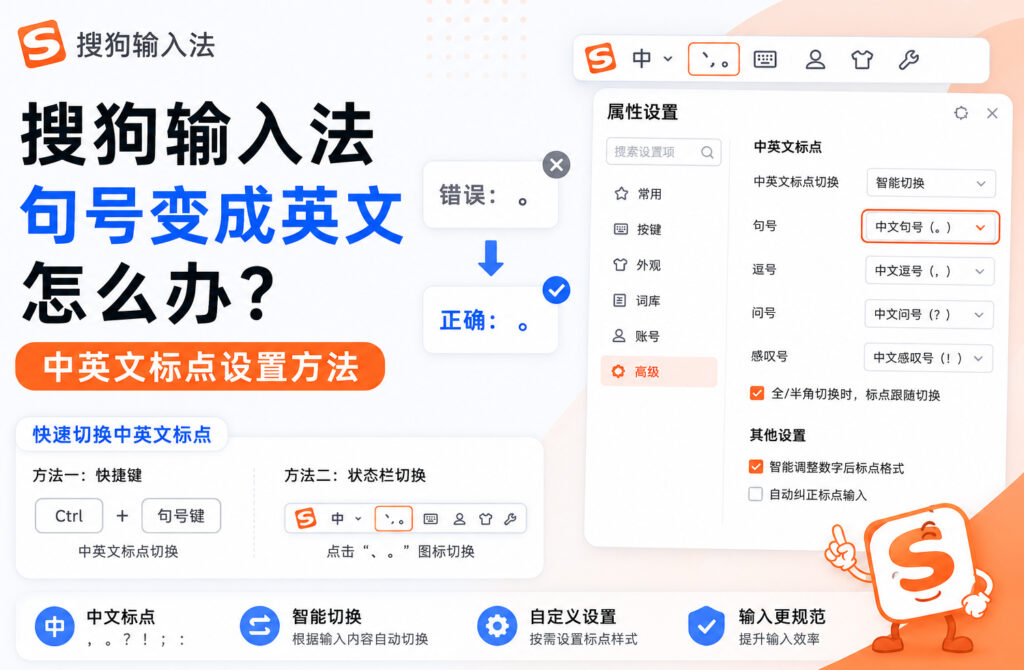 搜狗输入法句号变成英文怎么办